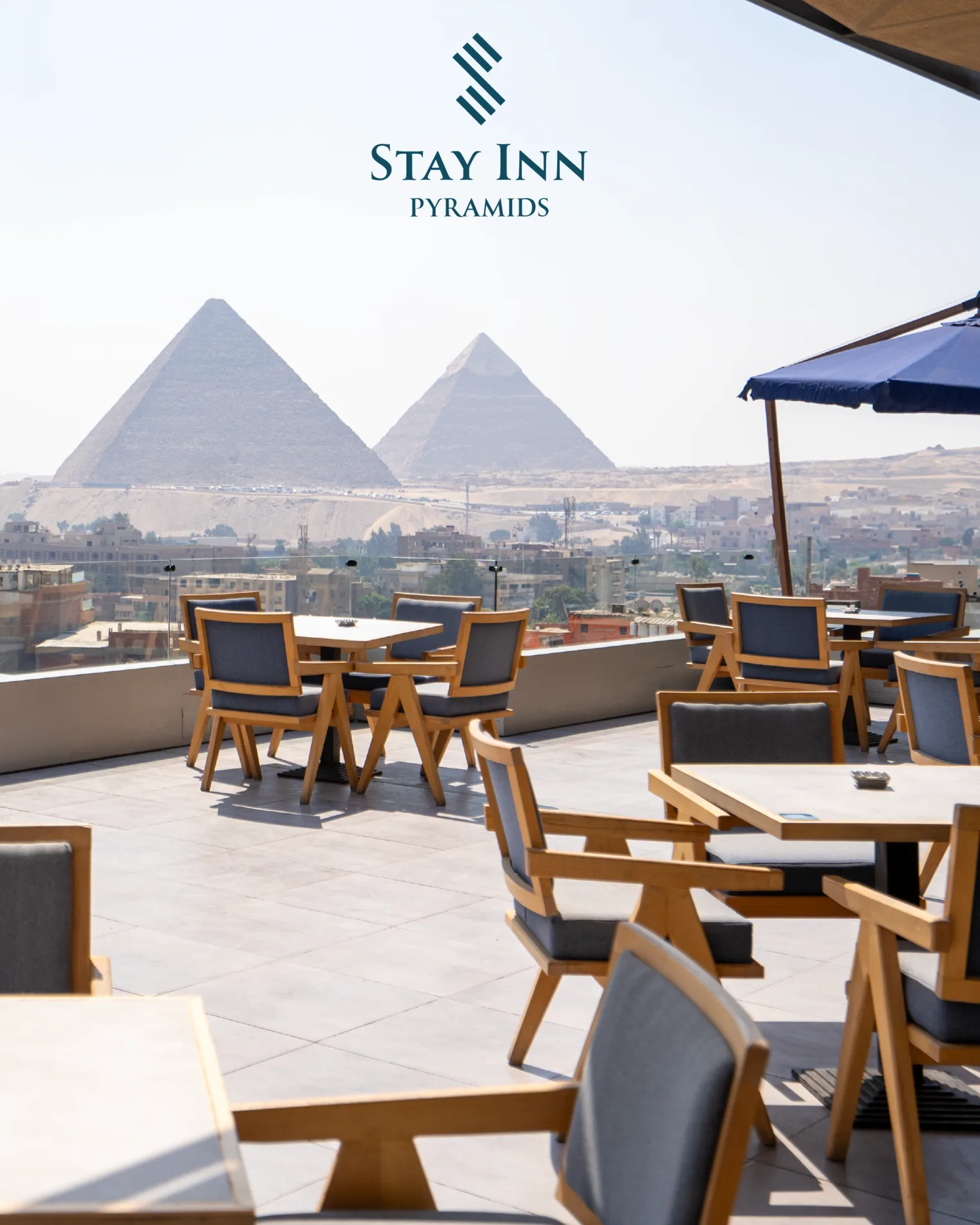 Breeze rooftop seating with Pyramids views