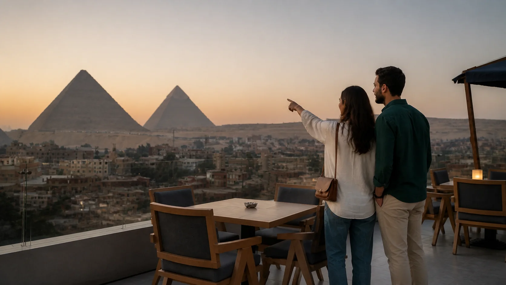 Rooftop landmark pause