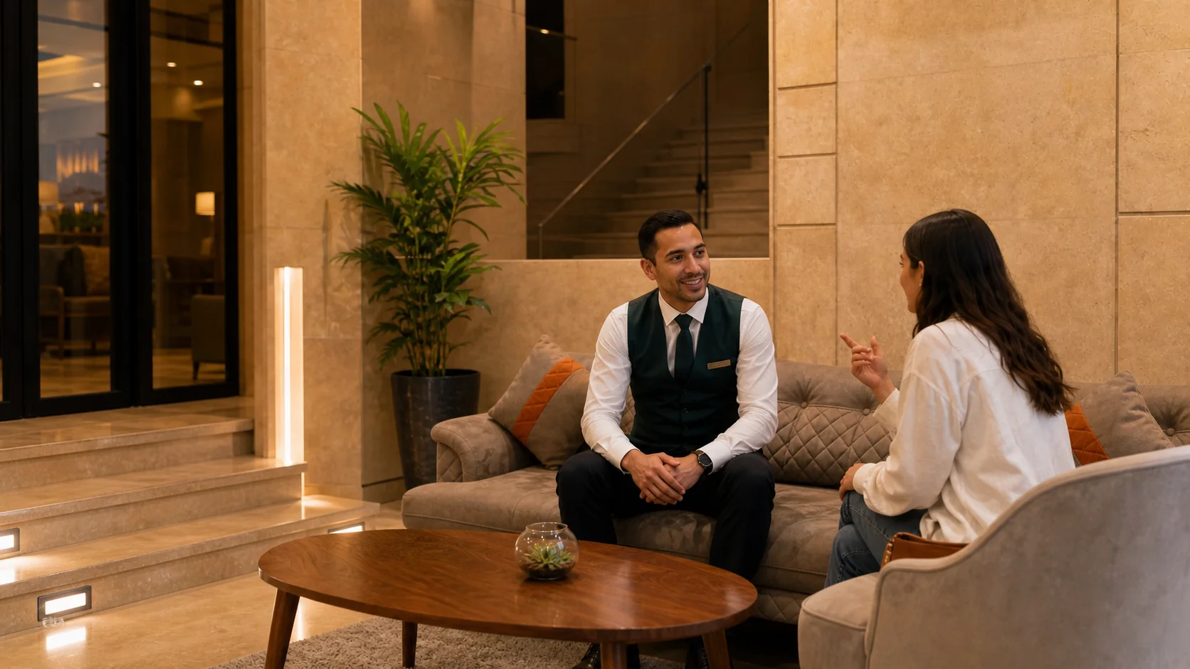Hotel host conversation